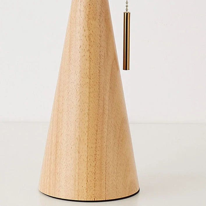 Japanese Wooden Table Lamp With Pleated Fabric Shade
