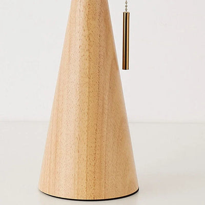Japanese Wooden Table Lamp With Pleated Fabric Shade