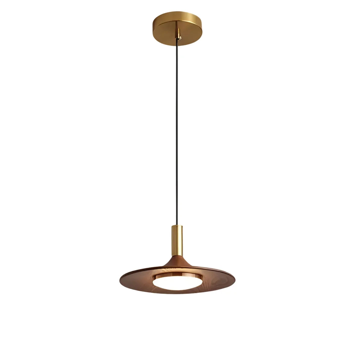 Nordic Walnut Wood Disc Pendant Light, Adjustable Cord