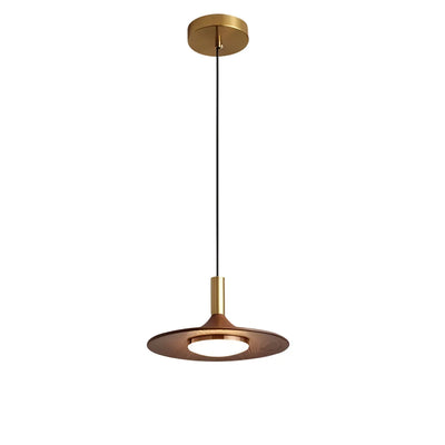 Nordic Walnut Wood Disc Pendant Light, Adjustable Cord