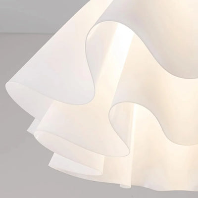 Ruffled Shade Semi Flush Mount Ceiling Light With Brass Fitting