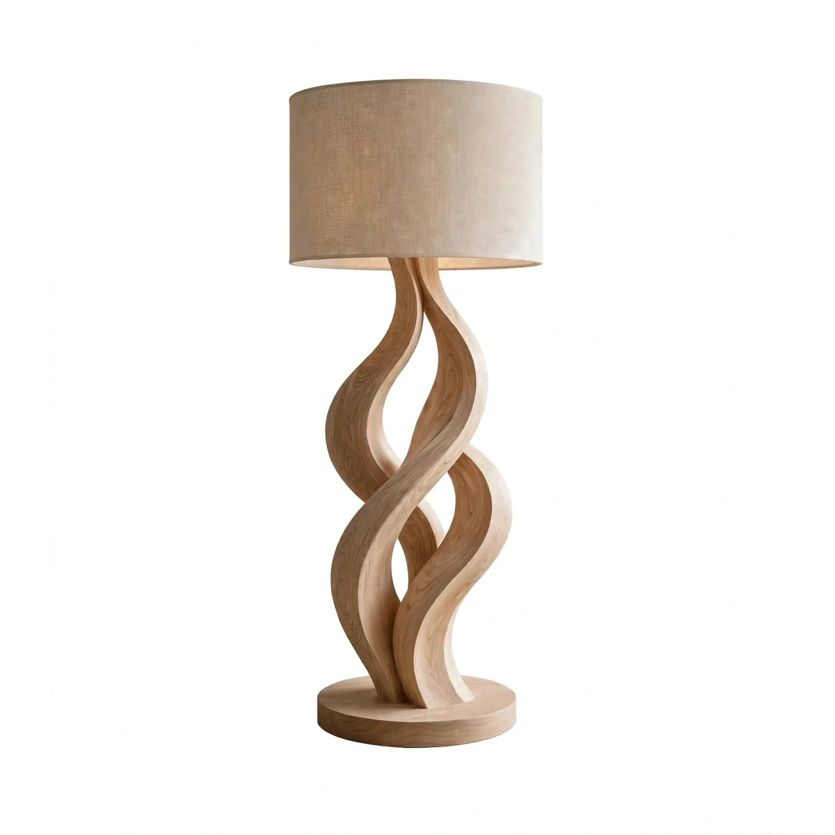 Modern Wave Solid Ash Wood Floor Lamp