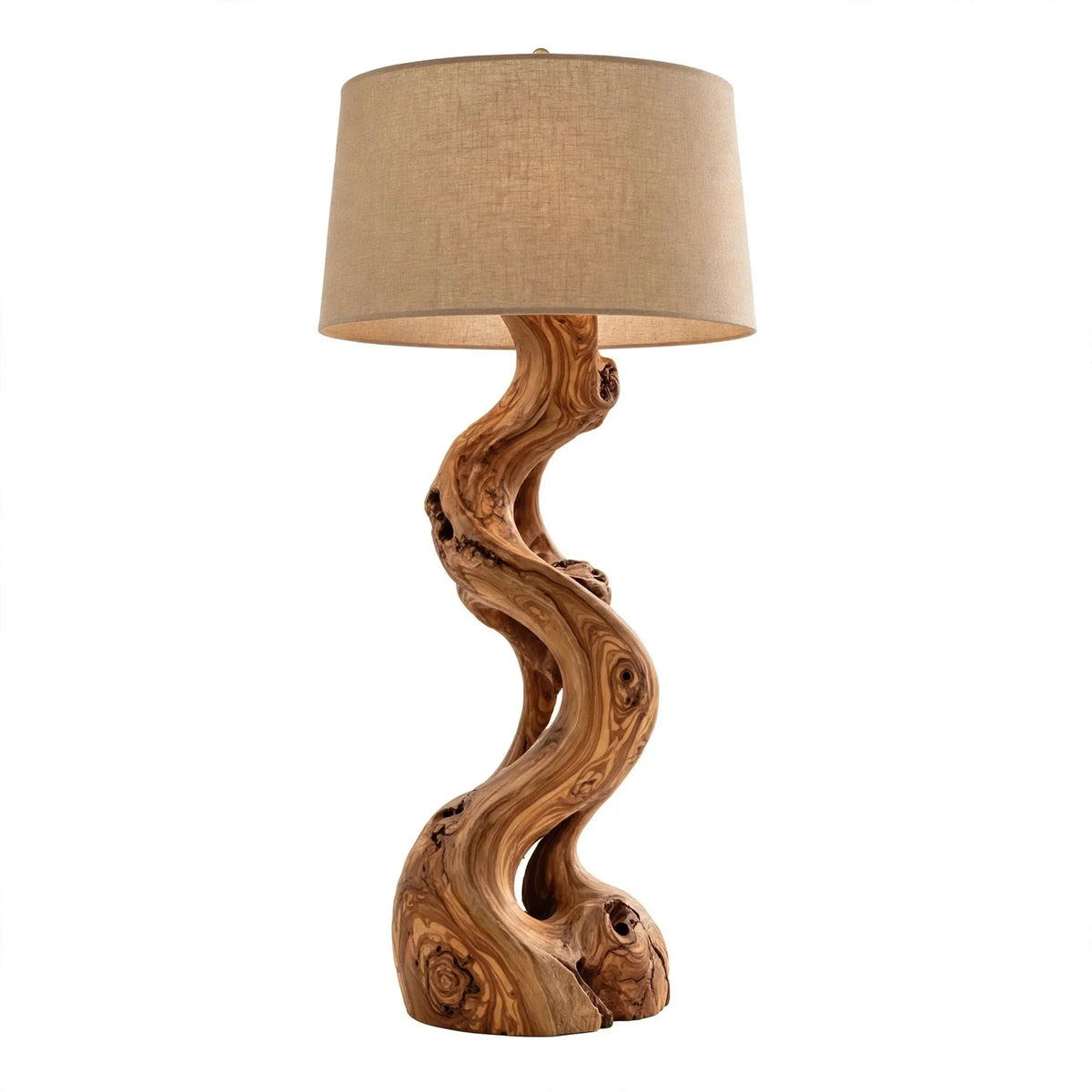 Sinuous Olive Wood Table Lamp