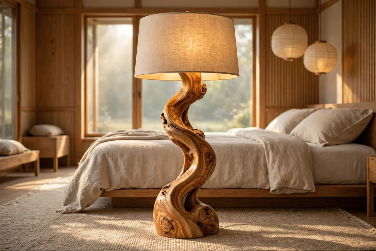Sinuous Olive Wood Table Lamp