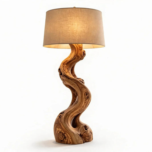 Sinuous Olive Wood Table Lamp